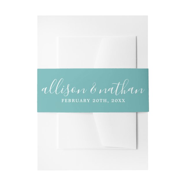 True Simplicity 1 Bride Groom Caribbean Wedding Invitation Belly Band (Front Example)