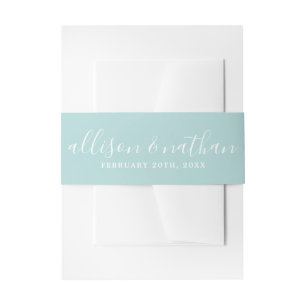 True Simplicity 1 Bride Groom Ocean Mist Wedding Invitation Belly Band
