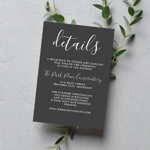 True Simplicity 1 Charcoal Chic Minimalist Wedding Enclosure Card