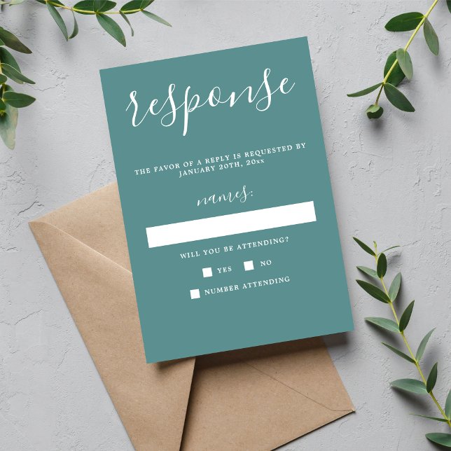 True Simplicity 1 Duck Egg Minimalist Wedding RSVP Card (Creator Uploaded)