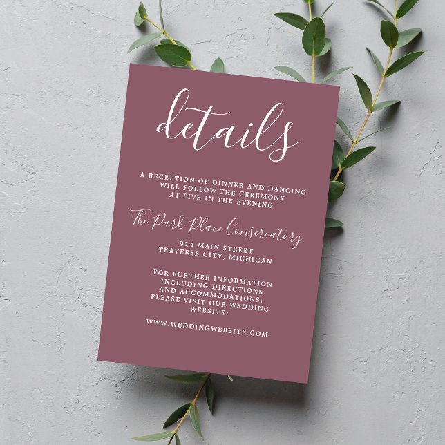 True Simplicity 1 Dusk Mauve Minimalist Wedding Enclosure Card (Creator Uploaded)