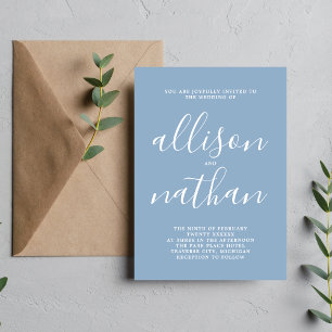 True Simplicity 1 Glacier Blue Minimalist Wedding Invitation
