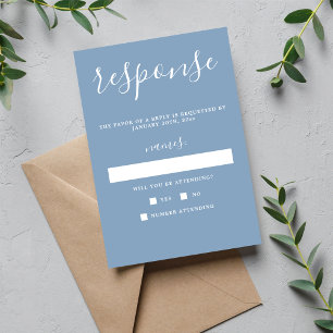 True Simplicity 1 Glacier Minimal Wedding RSVP Card