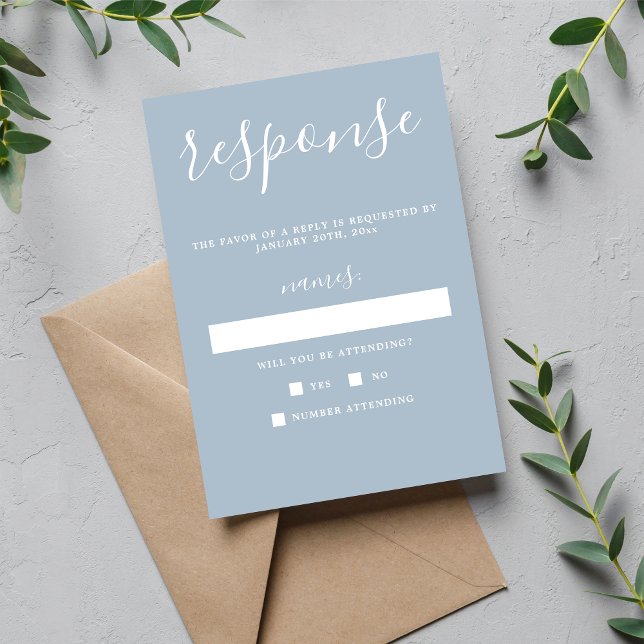 True Simplicity 1 Ice Blue Minimal Wedding RSVP Card (Creator Uploaded)