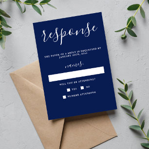 True Simplicity 1 Ink Blue Minimalist Wedding RSVP Card