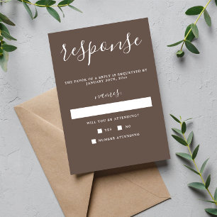 True Simplicity 1 Mushroom Minimalist Wedding RSVP Card