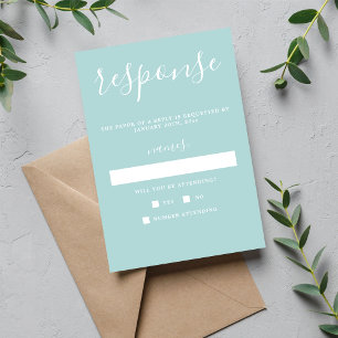 True Simplicity 1 Ocean Mist Minimalist Wedding RSVP Card
