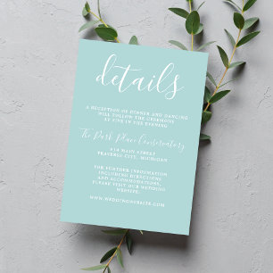True Simplicity 1 Ocean Mist Teal Minimal Wedding Enclosure Card