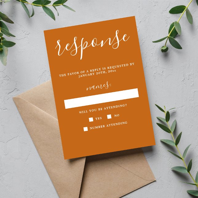True Simplicity 1 Pumpkin Minimalist Wedding RSVP Card (Creator Uploaded)