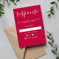 True Simplicity 1 Raspberry Minimal Wedding RSVP