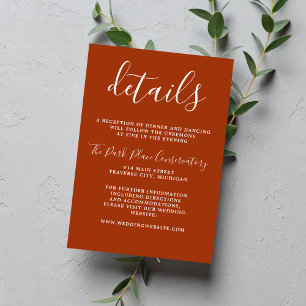 True Simplicity 1 Rust Chic Minimalist Wedding Enclosure Card