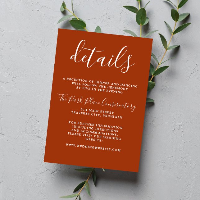 True Simplicity 1 Rust Chic Minimalist Wedding Enclosure Card (Creator Uploaded)