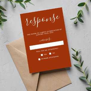 True Simplicity 1 Rust Minimalist Wedding RSVP Card