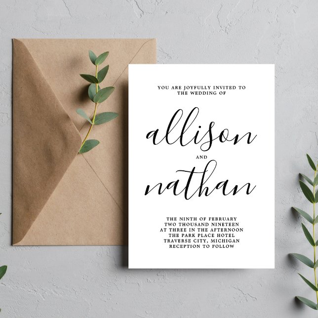 True Simplicity 1 Script Simple Minimalist Wedding Invitation (Creator Uploaded)