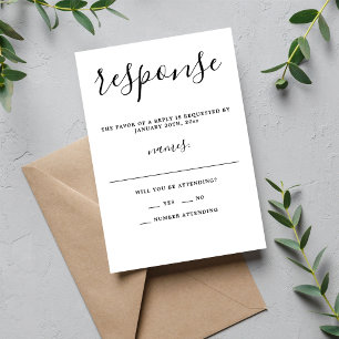 True Simplicity 1 Script Simple Minimalist Wedding RSVP Card