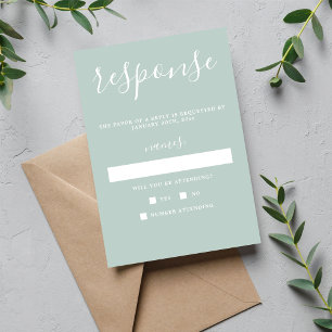 True Simplicity 1 Sea Glass Minimal Wedding RSVP Card