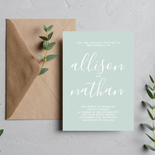 True Simplicity 1 Sea Glass Minimalist Wedding Invitation