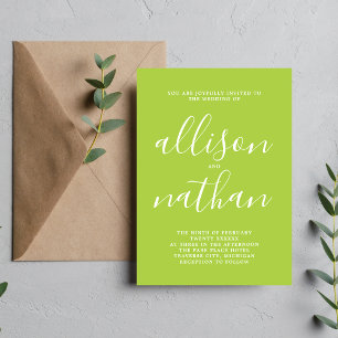 True Simplicity 1 Spring Green Minimalist Wedding Invitation