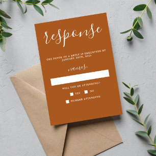 True Simplicity 1 Terracotta Minimalist Wedding RSVP Card
