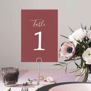 True Simplicity 1 Wedding Marsala Table Number