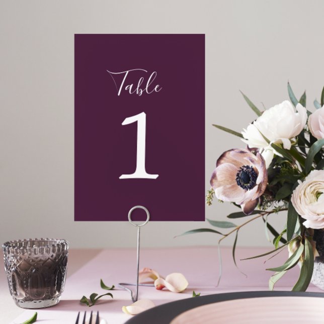 True Simplicity 1 Wedding Plum Table Number (Creator Uploaded)