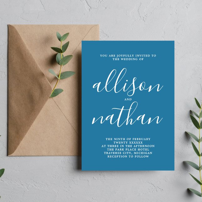 True Simplicity 1 Winter Blue Minimalist Wedding Invitation (Creator Uploaded)