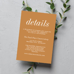 True Simplicity 2 Apricot Minimalist Wedding Enclosure Card