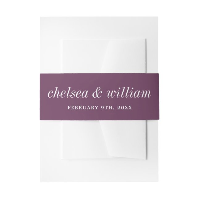 True Simplicity 2 Bride and Groom Grape Wedding Invitation Belly Band (Front Example)