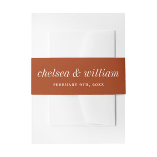 True Simplicity 2 Bride and Groom Rust Wedding Invitation Belly Band