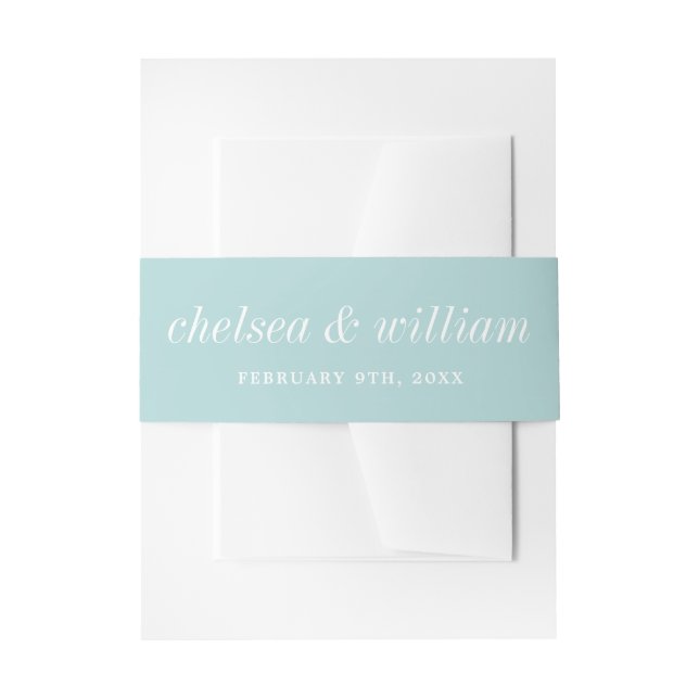 True Simplicity 2 Bride Groom Ocean Mist Wedding Invitation Belly Band (Front Example)