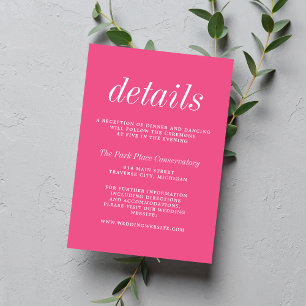 True Simplicity 2 Carnation Pink Minimal Wedding Enclosure Card