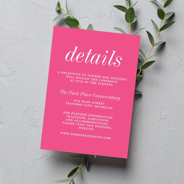True Simplicity 2 Carnation Pink Minimal Wedding Enclosure Card (Creator Uploaded)