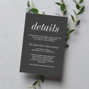 True Simplicity 2 Charcoal Grey Minimalist Wedding Enclosure Card