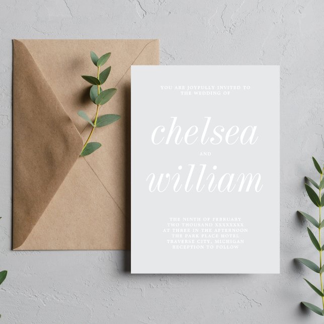 True Simplicity 2 Cool Mist Minimalist Wedding Invitation (Creator Uploaded)