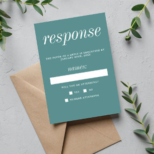 True Simplicity 2 Duck Egg Minimalist Wedding RSVP Card