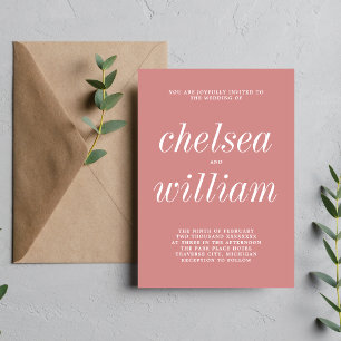 True Simplicity 2 Light Marsala Minimalist Wedding Invitation