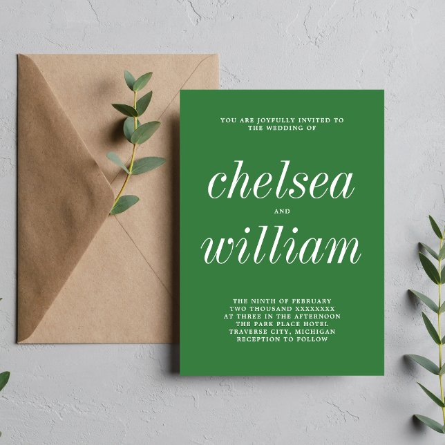True Simplicity 2 Meadow Green Minimalist Wedding Invitation (Creator Uploaded)