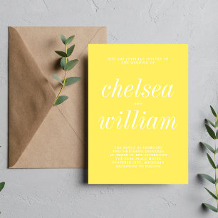 True Simplicity 2 Medium Yellow Minimalist Wedding Invitation
