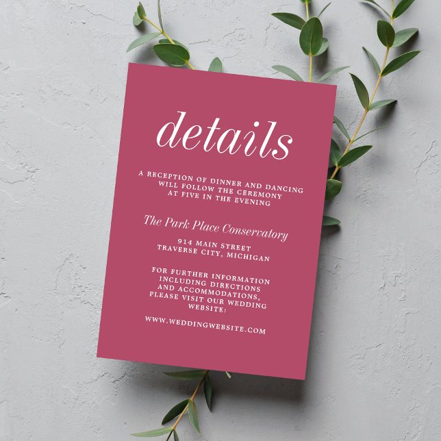 True Simplicity 2 Mulberry Minimalist Wedding Enclosure Card (Creator Uploaded)