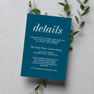 True Simplicity 2 Neptune Blue Minimalist Wedding Enclosure Card