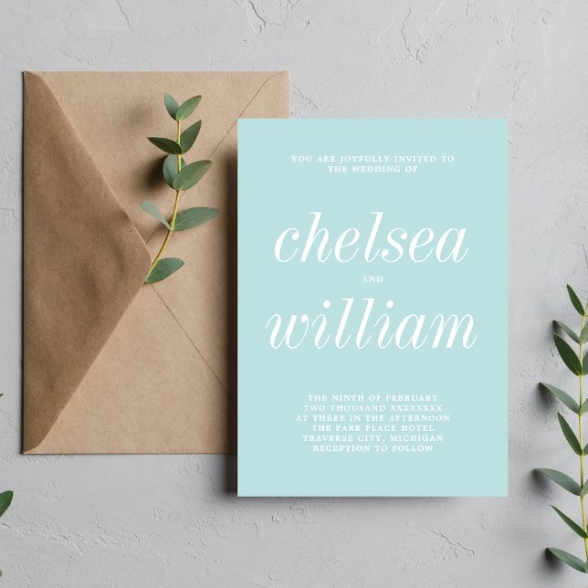 True Simplicity 2 Ocean Mist Minimalist Wedding Invitation (Creator Uploaded)