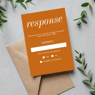 True Simplicity 2 Pumpkin Minimalist Wedding RSVP Card