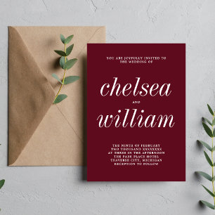 True Simplicity 2 Rosewood Minimalist Wedding Invitation