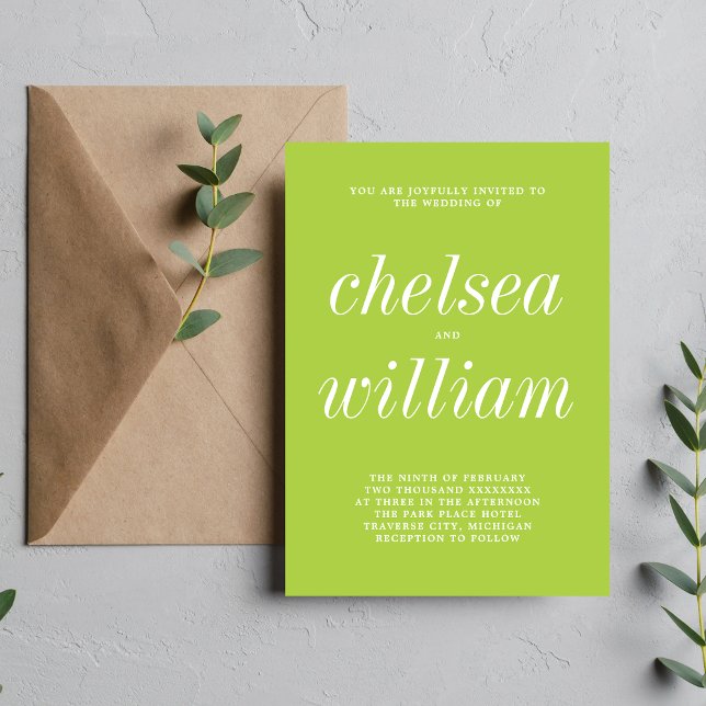 True Simplicity 2 Spring Green Minimalist Wedding Invitation (Creator Uploaded)
