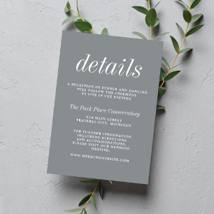 True Simplicity 2 Stone Grey Minimalist Wedding Enclosure Card