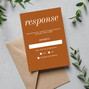 True Simplicity 2 Terracotta Minimalist Wedding RSVP Card
