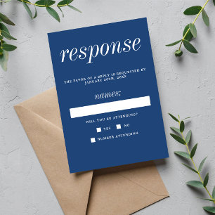True Simplicity 2 True Blue Minimalist Wedding RSVP Card