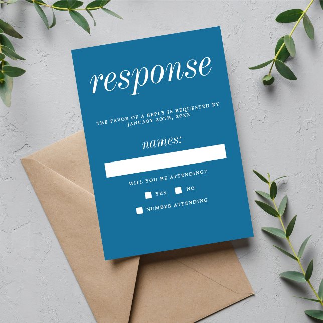 True Simplicity 2 Winter Blue Minimalist Wedding RSVP Card (Creator Uploaded)