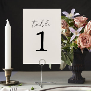 True Simplicity 3 Beige Wedding Table Number