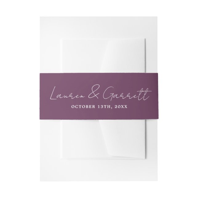 True Simplicity 3 Bride Groom Grape Wedding Invitation Belly Band (Front Example)